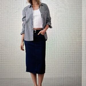 Denim Midi Pencil Skirt